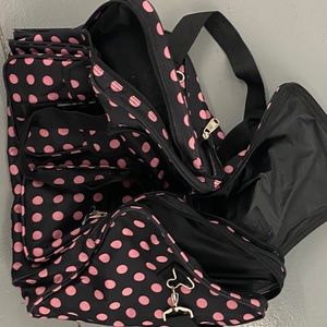 Black and pink polka dot TOTE duffel bag
